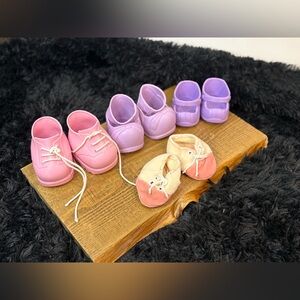 Cabbage Patch Kids Shoe Lot Pink Purple Hard & Soft Doll Shoes with Wear